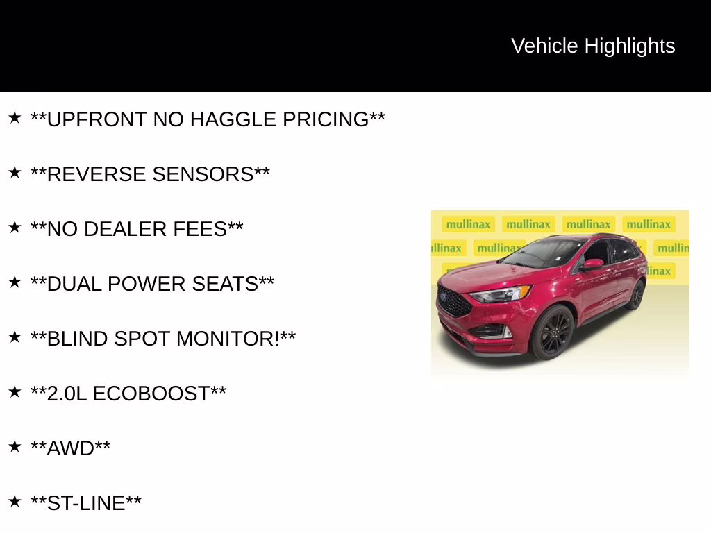 2022 Red Metallic Ford Edge ST Line AWD SUV