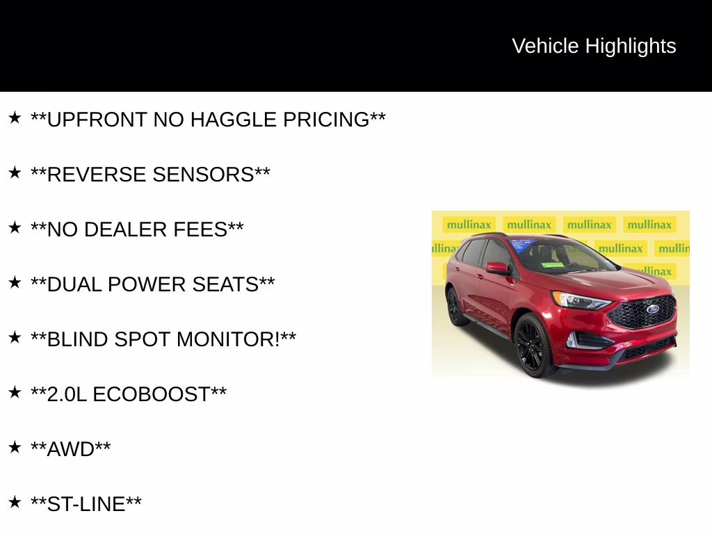 2022 Red Metallic Ford Edge ST Line AWD SUV