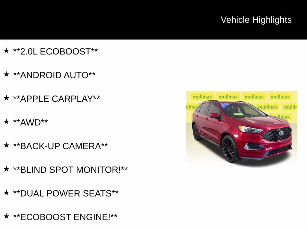 2022 Red Metallic Ford Edge ST Line AWD SUV