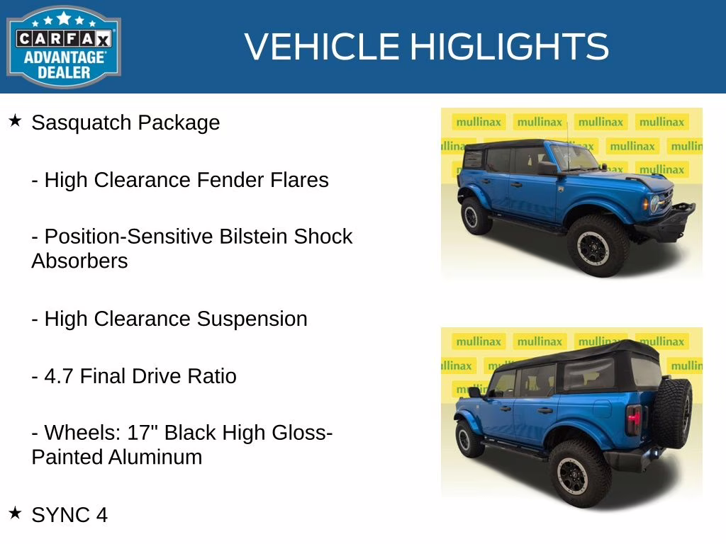 2023 Velocity Blue Metallic Ford Bronco Big Bend 4X4 SUV