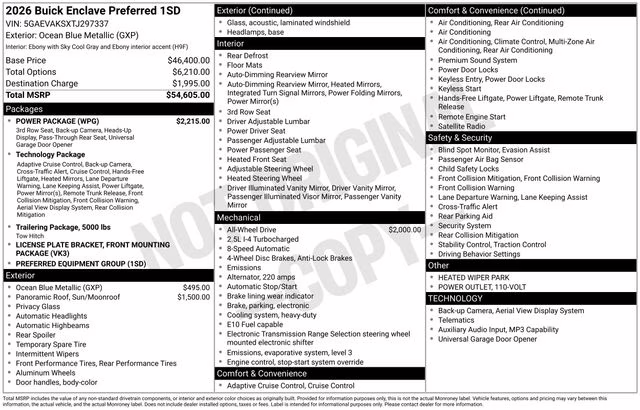 2026 Ocean Blue Metallic Buick Enclave Preferred FWD SUV