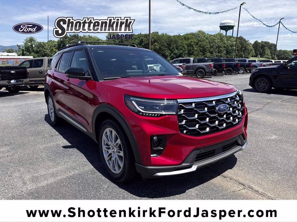 2026 Rapid Red Metallic Tinted Clearcoat Ford Explorer Platinum RWD SUV