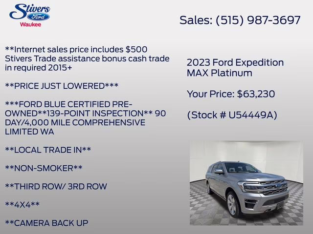 2023 Silver Metallic Ford Expedition Max Platinum 4X4 SUV