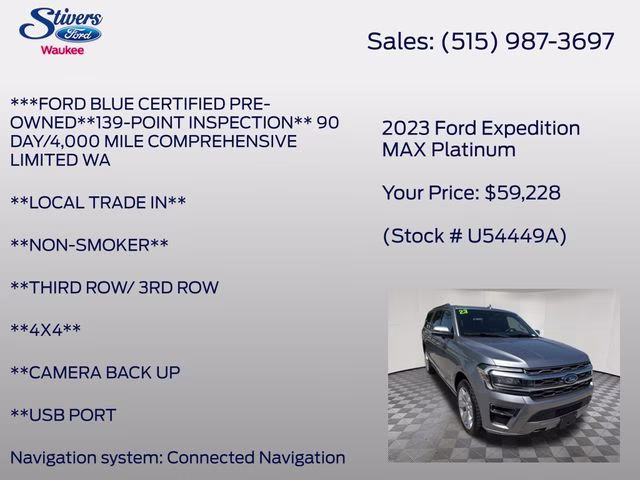 2023 Silver Metallic Ford Expedition Max Platinum 4X4 SUV