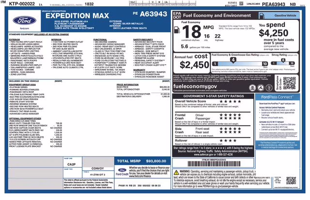 2023 Silver Metallic Ford Expedition Max Platinum 4X4 SUV