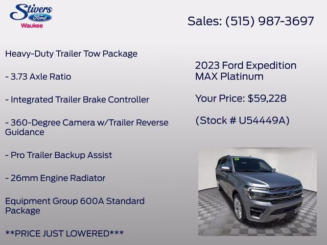 2023 Silver Metallic Ford Expedition Max Platinum 4X4 SUV