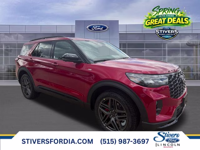 2026 Rapid Red Metallic Tinted Clearcoat Ford Explorer ST-Line 4X4 SUV