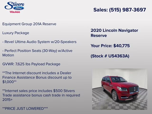 2020 Red Lincoln Navigator Reserve 4X4 SUV