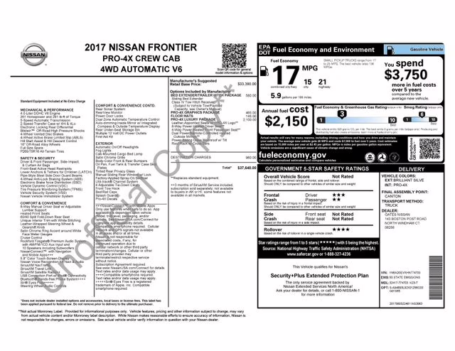 2017 Brilliant Silver Nissan Frontier PRO-4X 4X4 Truck