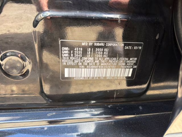 2019 Crystal Black Silica Subaru Legacy 2.5i AWD Sedan