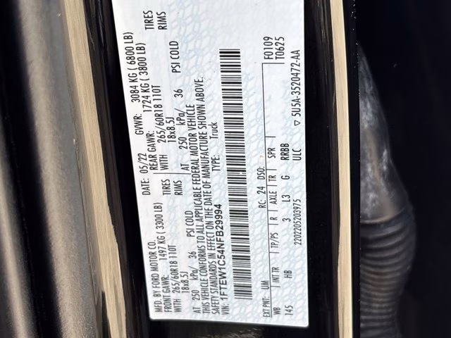 2022 Black Metallic Ford F-150 Lariat RWD Truck