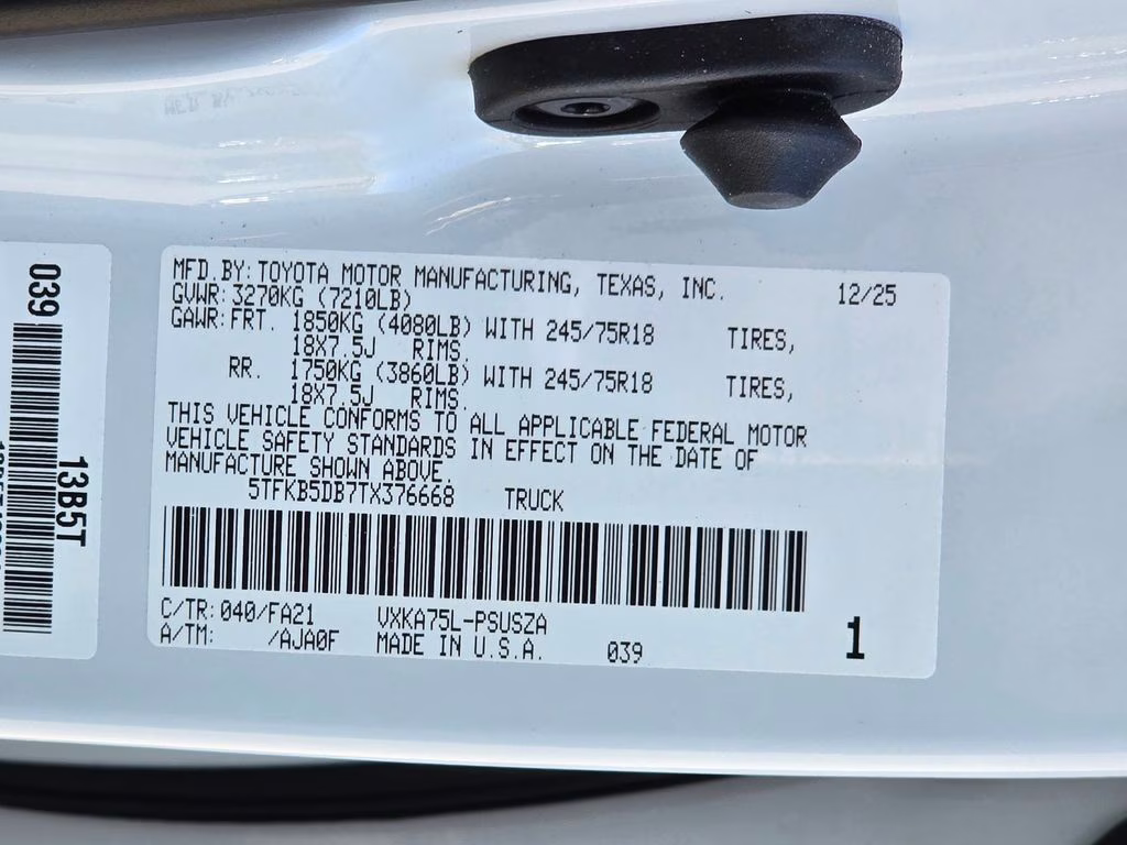 2026 Ice Cap Toyota Tundra SR 4X4 Truck