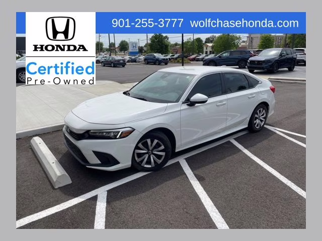 2024 Platinum White Pearl Honda Civic LX FWD Sedan