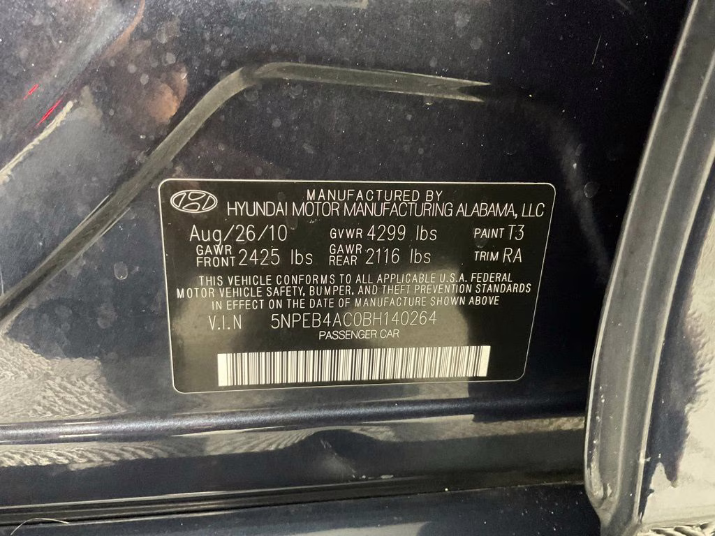 2011 Pacific Blue Hyundai Sonata GLS FWD Sedan