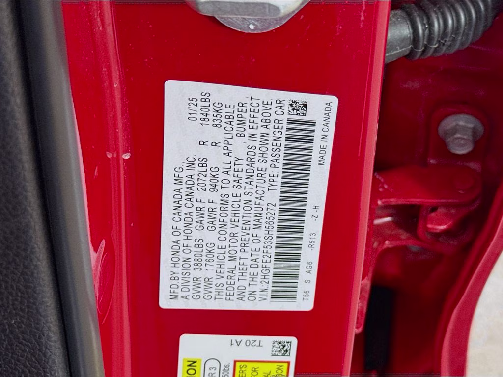 2025 Red Honda Civic Sport FWD Sedan