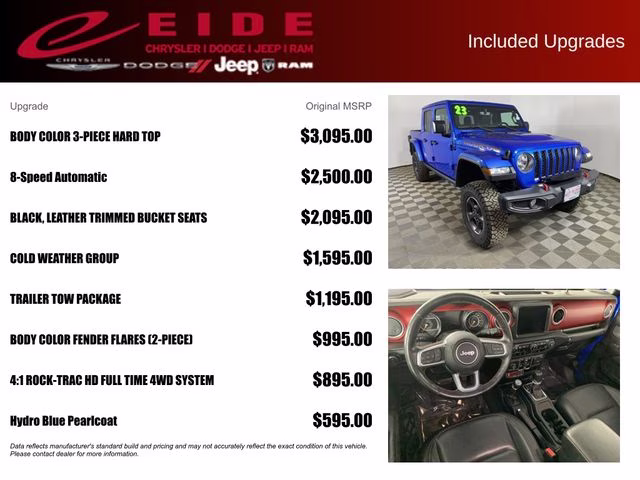 2023 Hydro Blue Pearlcoat Jeep Gladiator Rubicon 4X4 Truck