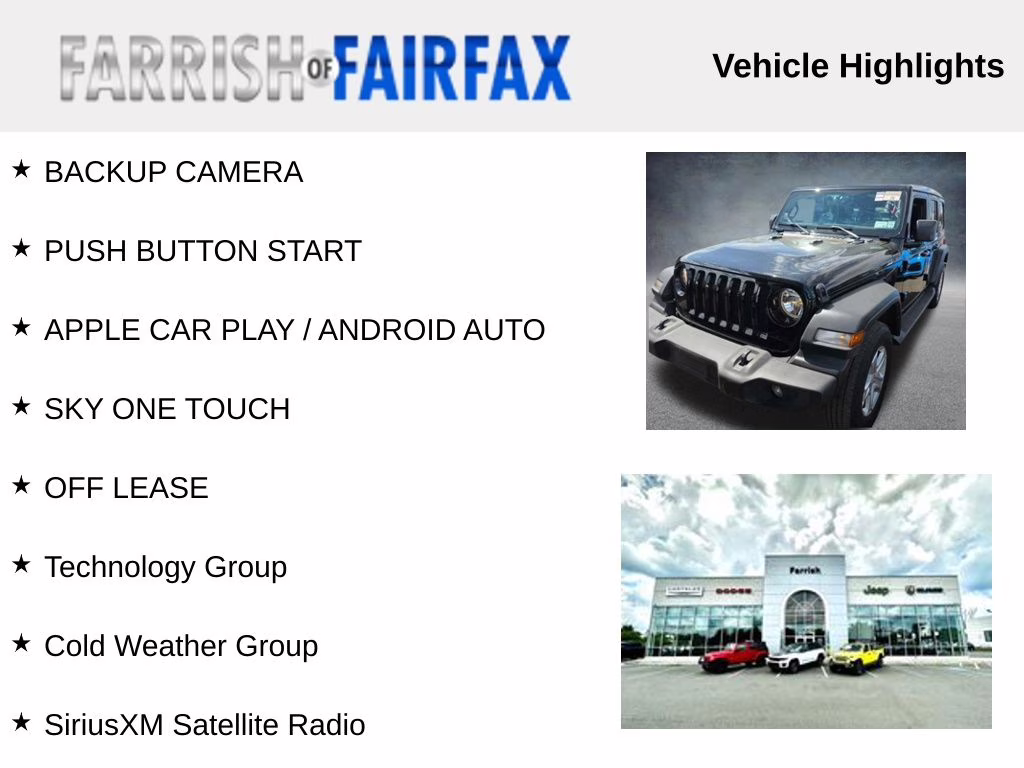 2022 Black Clearcoat Jeep Wrangler Unlimited Sport S W/ SKY ONE TOUCH 4X4 SUV