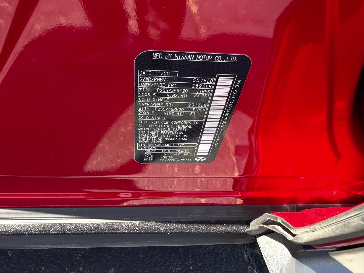2021 Dynamic Sunstone Red INFINITI QX50 SENSORY AWD SUV