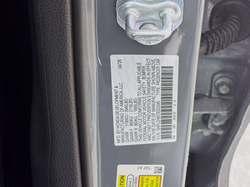 2026 Urban Gray Pearl Honda Civic Sport FWD Hatchback