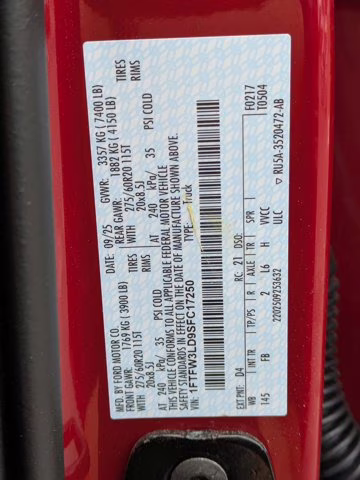 2025 Red Metallic Ford F-150 XLT 4X4 Truck