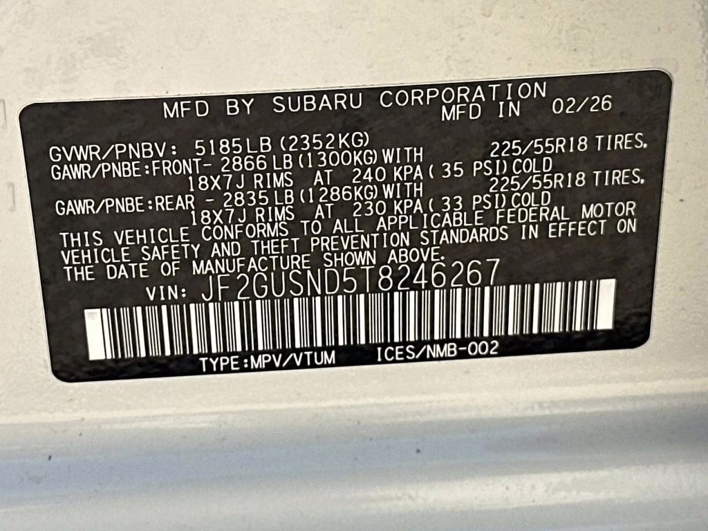 2026 Crystal White Pearl Subaru Crosstrek Hybrid Limited AWD SUV