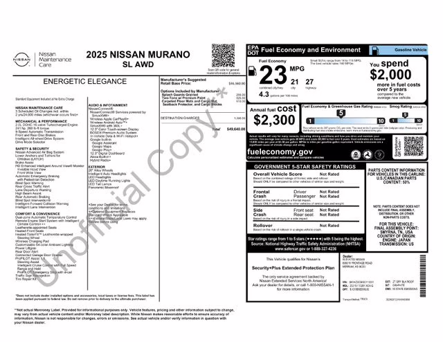 2025 Boulder Gray Pearl/Super Black Nissan Murano SL AWD SUV