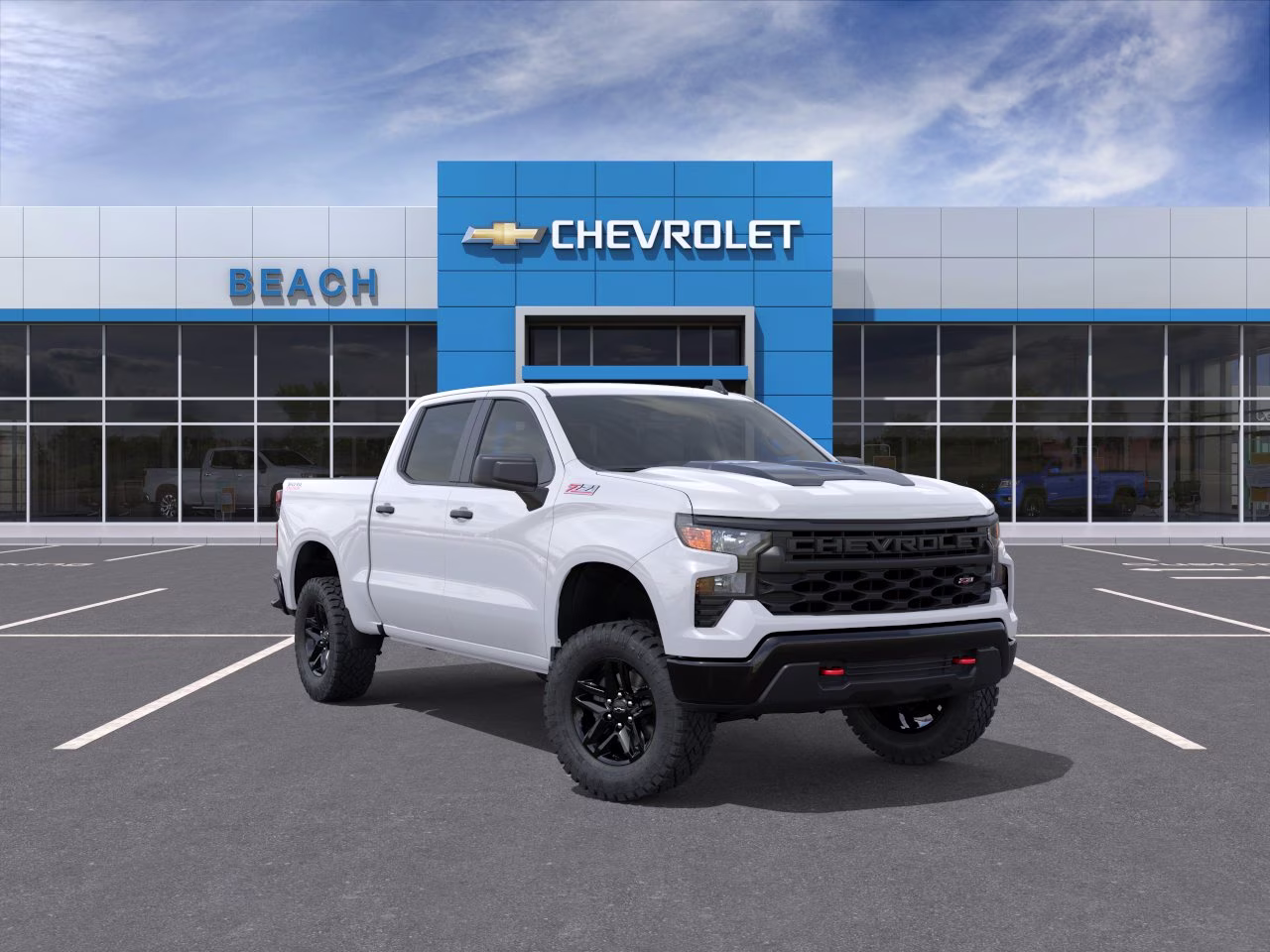 2026 Summit White Chevrolet Silverado 1500 Custom Trail Boss 4X4 Truck