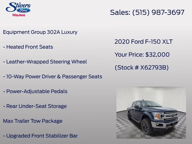 2020 Blue Ford F-150 XLT 4X4 Truck