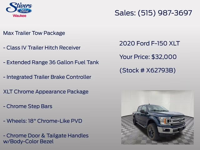 2020 Blue Ford F-150 XLT 4X4 Truck