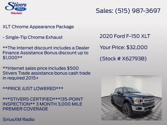 2020 Blue Ford F-150 XLT 4X4 Truck