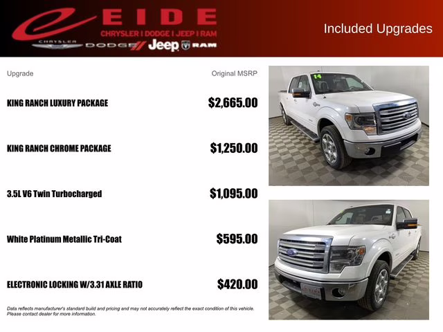 2014 White Platinum Metallic Tri-Coat Ford F-150 King Ranch 4X4 Truck