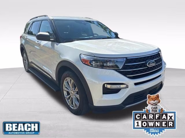2023 Star White Metallic Tri-Coat Ford Explorer XLT RWD SUV