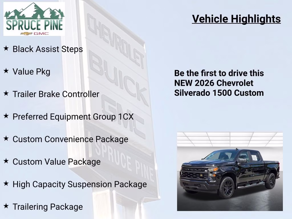 2026 Black Chevrolet Silverado 1500 Custom 4X4 Truck