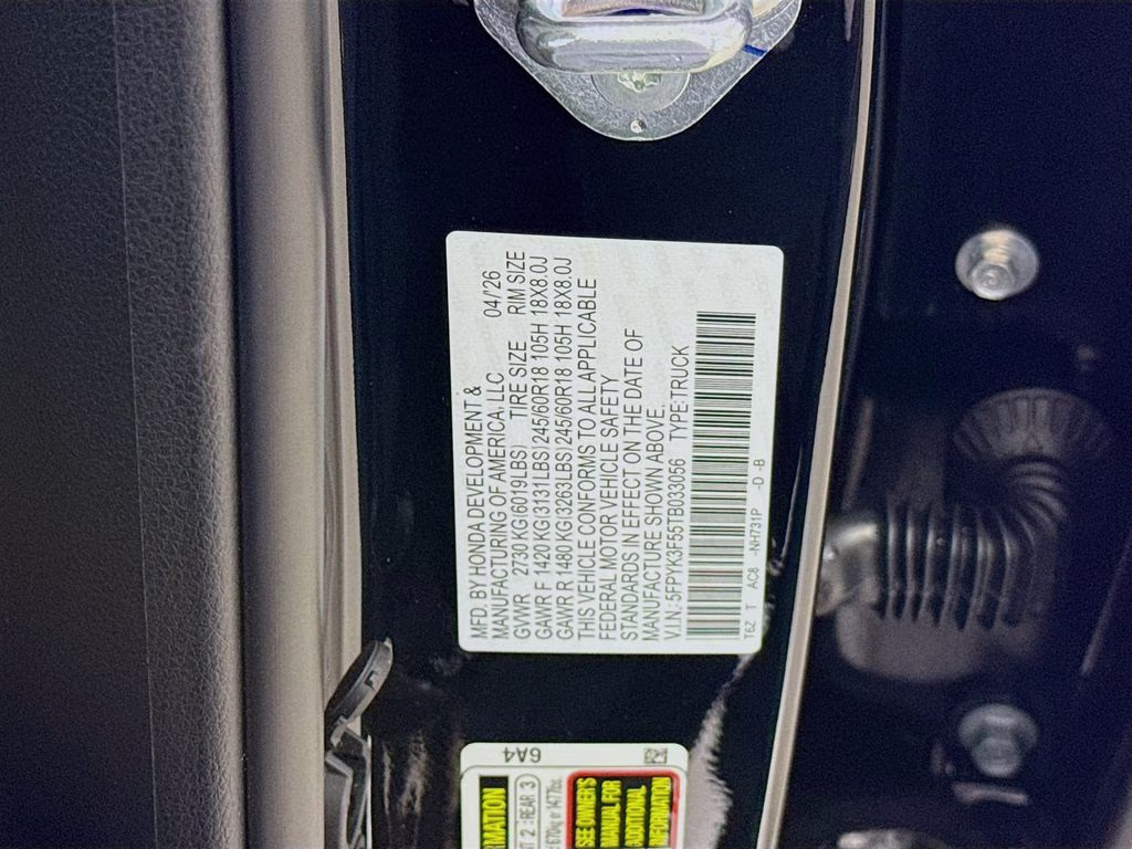 2026 Crystal Black Pearl Honda Ridgeline RTL AWD Truck