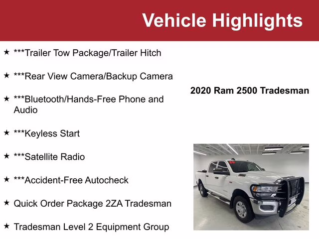 Used 2020 RAM Ram 2500 Pickup Tradesman with VIN 3C6UR5CJ2LG286952 for sale in Waite Park, Minnesota