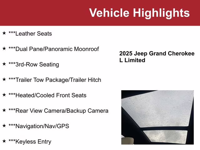 Used 2025 Jeep Grand Cherokee L Limited with VIN 1C4RJKBG3S8678076 for sale in Waite Park, Minnesota