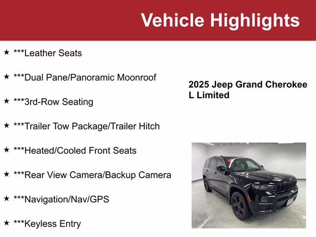 Used 2025 Jeep Grand Cherokee L Limited with VIN 1C4RJKBG3S8678076 for sale in Waite Park, Minnesota