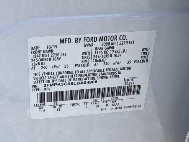 2020 Oxford White Ford Edge SE FWD SUV