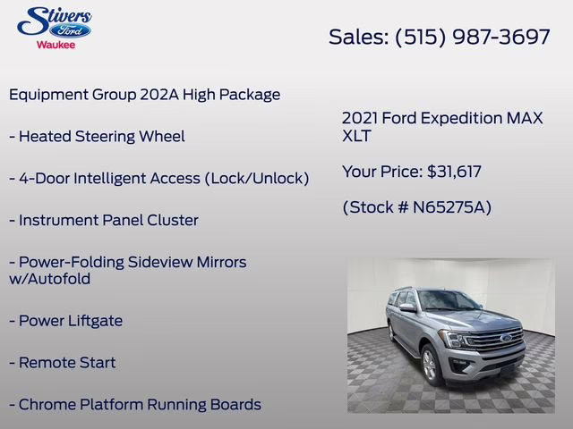 2021 Iconic Silver Metallic Ford Expedition Max XLT 4X4 SUV