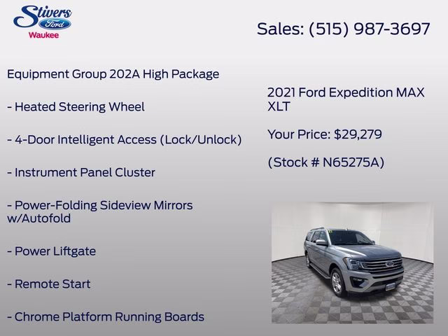 2021 Iconic Silver Metallic Ford Expedition Max XLT 4X4 SUV
