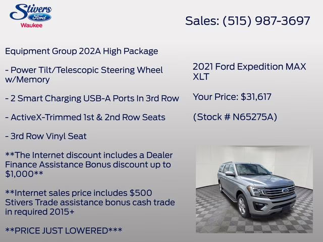 2021 Iconic Silver Metallic Ford Expedition Max XLT 4X4 SUV