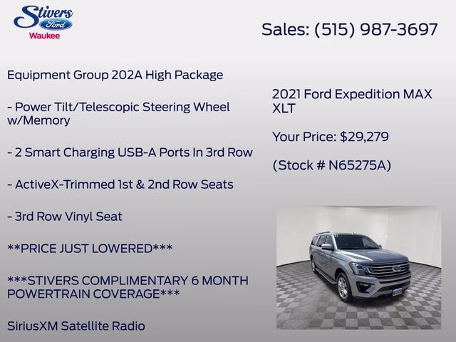 2021 Iconic Silver Metallic Ford Expedition Max XLT 4X4 SUV