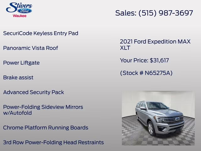 2021 Iconic Silver Metallic Ford Expedition Max XLT 4X4 SUV