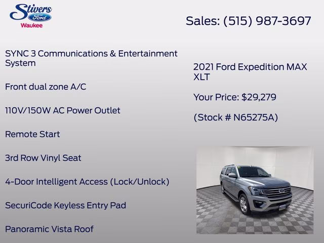 2021 Iconic Silver Metallic Ford Expedition Max XLT 4X4 SUV