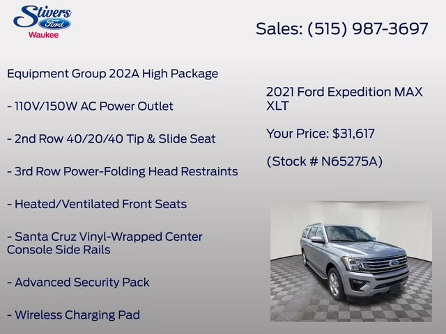 2021 Iconic Silver Metallic Ford Expedition Max XLT 4X4 SUV