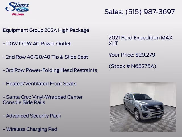 2021 Iconic Silver Metallic Ford Expedition Max XLT 4X4 SUV
