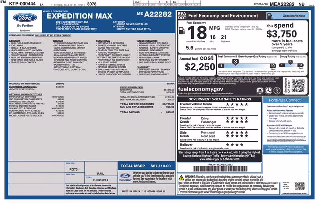 2021 Iconic Silver Metallic Ford Expedition Max XLT 4X4 SUV