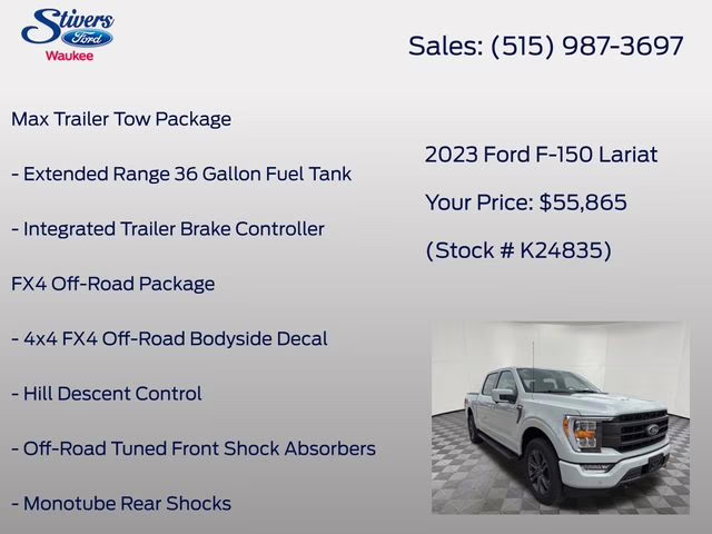 2023 Avalanche Gray Ford F-150 Lariat 4X4 Truck