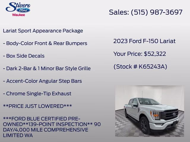 2023 Avalanche Gray Ford F-150 Lariat 4X4 Truck