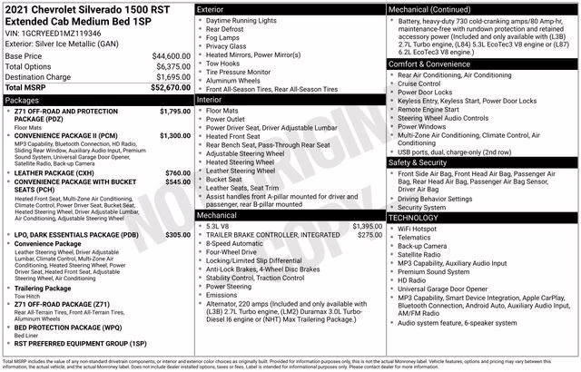 2021 Silver Ice Metallic Chevrolet Silverado 1500 RST 4X4 Truck